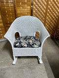 White Wicker Rocking Chair with Cushion