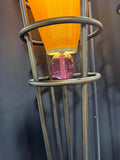 (B) Postmodern Sculptural Metal Torchiere Floor Lamp with Purple Orb Accent & Dimmer (WORKS)