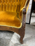 Antique Sofa, Gold Fabric***HEAVY ITEM***READ DETAILS ON PICK UP POLICY***