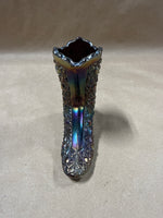 FENTON Amethyst Carnival Glass Daisy Button Iridescent Boot