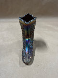 FENTON Amethyst Carnival Glass Daisy Button Iridescent Boot