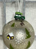 Hand Painted Silver Speckled Glass Christmas Ornament
