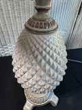 Pair of Neutral Glazed Pineapple Table Lamps (WORKS)