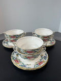 (H) 12-Piece Royal Doulton England The Majesty Collection Floradora Cream Soup Bowls & Saucers Set