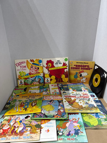 Lot Of Children’s Story Time Records And Books
