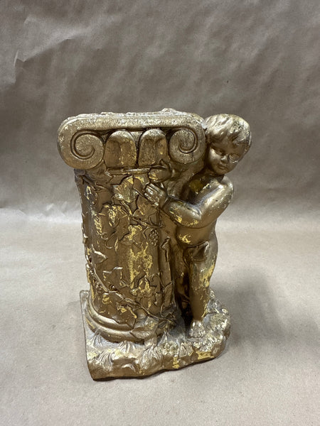 Cherubs Holding Onto Pillar Bookend