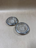 Pressed Glass & Sterling Silver Coasters - Pair