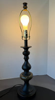Black Metal & Marble 3-Way Candlestick Table Lamp (WORKS)