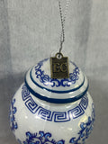 Blue & White Glass Ginger Jar Ornament, 4"H, 9 Available, PRICED INDIVIDUALLY