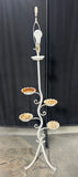 White Painted Metal Vintage 3-Way Floor Lamp with Candle or Plant Holder Tiers (WORKS)