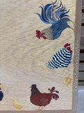 Large Lazy Susan With Hand Painted Chickens/Roosters; Signed