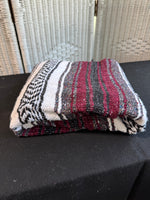 (E) Burgundy Hand Made Mexican Blanket with Fringe (2 AVAILABLE—PRICED INDIVIDUALLY AT $20 EACH)