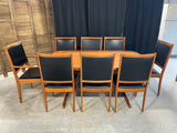 Mid Century Modern Style Dining Table with (2) Leaves and (8) Chairs