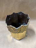 (A) Heavy Ornate Footed Brass Planter