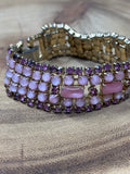 Gold Tone Bracelet with Pink & Purple Stones (Missing One Purple Stone)