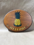 Hand Painted Wooden Welcome Sign With Pineapple