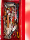 Red Metal Tool Box Packed Full of Tools