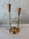 Copper And Brass Double Candle Stick Holder