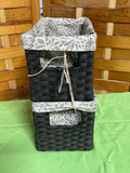 Espresso Tone Baksets with Fabric Liners, Set of 2