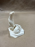 Stone Mama And Baby Polar Bear With Seal