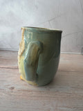 Seafoam Green Glazed Pottery Owl Coffee Mug