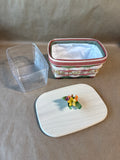 Floral Longaberger Basket With Bouquet Of Flowers On Lid
