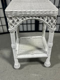 White Wicker Square Side Table