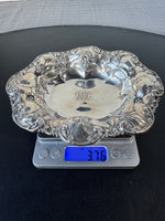 6072 Stamped Pansy Embossed Sterling Silver Oval Trinket Dish