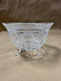 Anna Hutte Bleikristall Lead Crystal 3 Footed Floral Candy Dish Bowl
