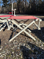 Pair of Gold Medal White & Red Folding Director’s Chairs AS IS (READ DESCRIPTION CAREFULLY)