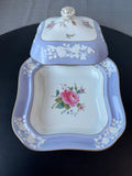 Spode England Maritime Rose Bone China Covered Vegetable Bowl (A)