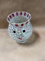 Snowman Mosaic Glass Candle Holder