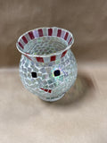 Snowman Mosaic Glass Candle Holder