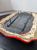 Temptations Old World Christmas Winter Scene Platter with Sled Metal Stand