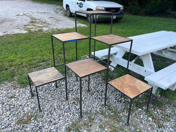 Multi-Tier Metal & Tile Corner Shelf