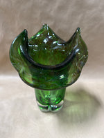 Green Murano Style Handkerchief Glass Vase