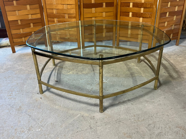 Hexagon Glass/Brass Coffee Table***HEAVY ITEM***
