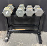 2-Tier Black Steel Vintage Dumbbell Rack with 4 Dumbbells