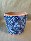 Blue Painted Terra Cotta Planter