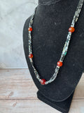 Multi-Strand Hematite Necklace with Carnelian Stones