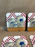 Stoneware Crock Style Cork Back Coasters - Set Of 6 - (E)