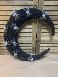 Half Moon Wreath with Silver Sparkle Spiders