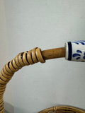 Hand Made Philippines Hand Basket with Ceramic Delft Handle