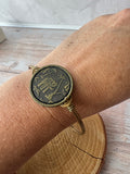 Elephant Bronze Tone Wire Bangle Bracelet