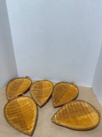 Set Of 4 Bamboo Leaf Shaped Trays