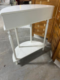 White Demilune  Side Table with Drawer