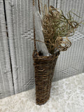 Hanging Woven Basket Wall Pocket with Bouquet of Dried Decor