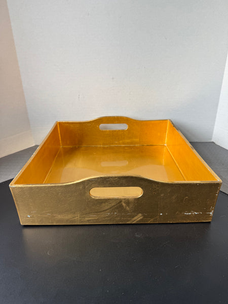 Gold Enamel Wooden Decorative Tray