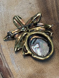 Gold Tone Brooch with Abalone