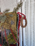 Mackenzie Childs Leaves And Feathers Woodland Stocking